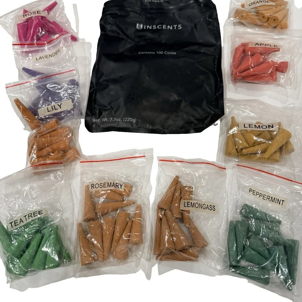 New Inscents Incense 100 Cones Set Lot Scent Mixed Spa Stress Relief Calm Floral